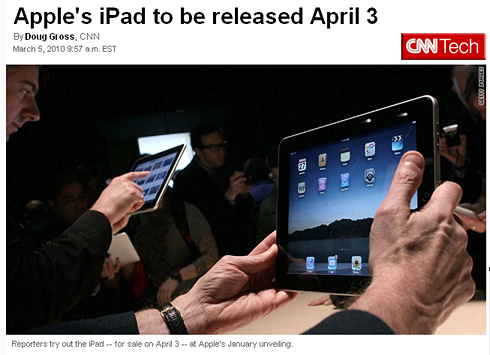 Apple's iPad to be released April 3
