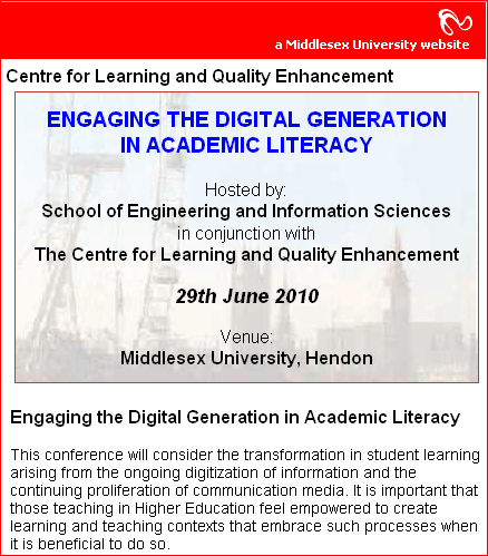 Engaging the digital generation for academic literacy -- 6-29-10