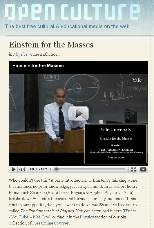 Einstein for the Masses - from presentation at Yale in May 2010