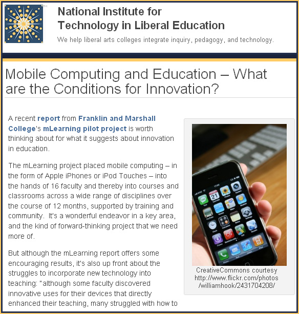 Mobile Computing and Education – What are the Conditions for Innovation?