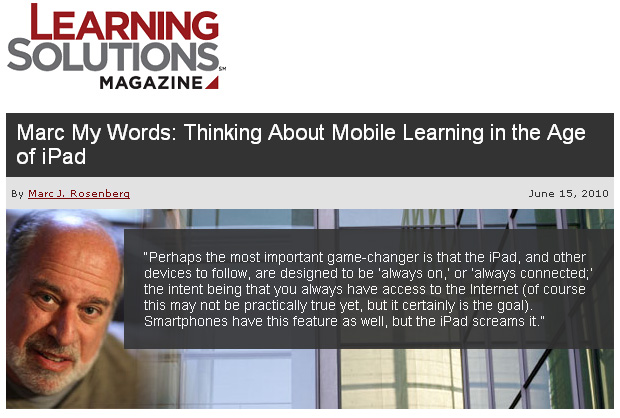 Mobile learning in the age of the iPad