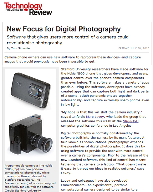New focus for digital photography -- possibly a game-changer