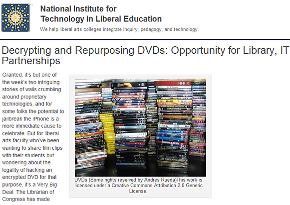 Decrypting and Repurposing DVDs: Opportunity for Library, IT Partnerships