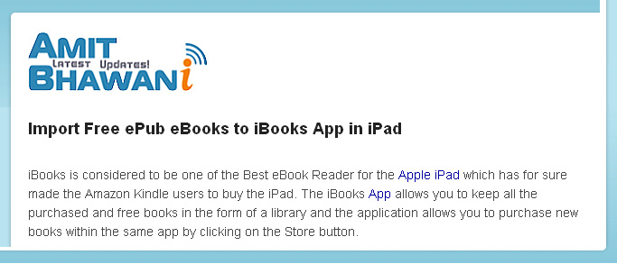 Amit Bhawani dot com -- Import free epub books to ibooks -- app in ipad