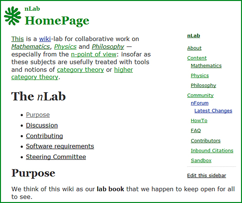 nLab -- an open lab book for math, physics