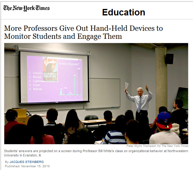 More Professors Give Out Hand-Held Devices to Monitor Students and Engage Them