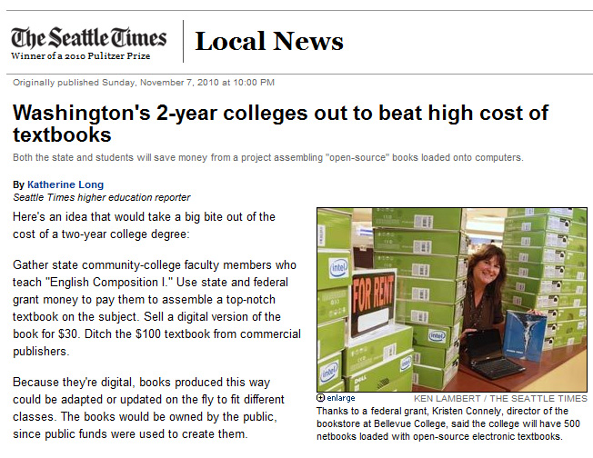 Washington's 2-year colleges out to beat high cost of textbooks