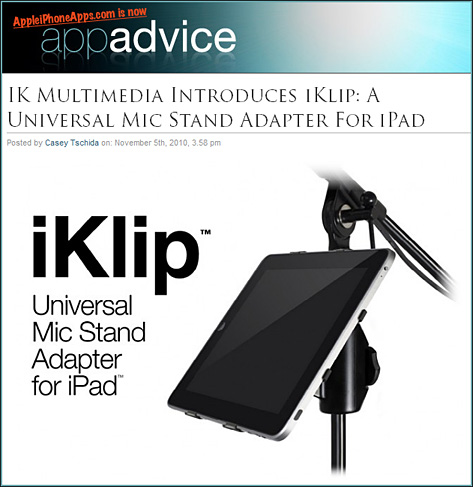 IK Multimedia introduces iKlip: A universal mic stand adapter for iPad