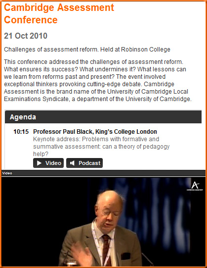 Professor Paul Black, King's College London - Keynote address: Problems with formative and summative assessment: can a theory of pedagogy help?