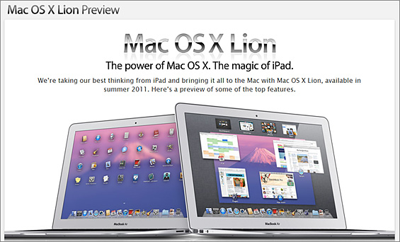 Mac OS X Lion -- Due in Summer 2011