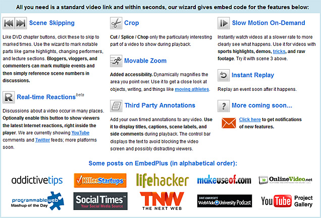 EmbedPlus helps teachers focus students on relevant parts of existing videos and allows them to add extended material.