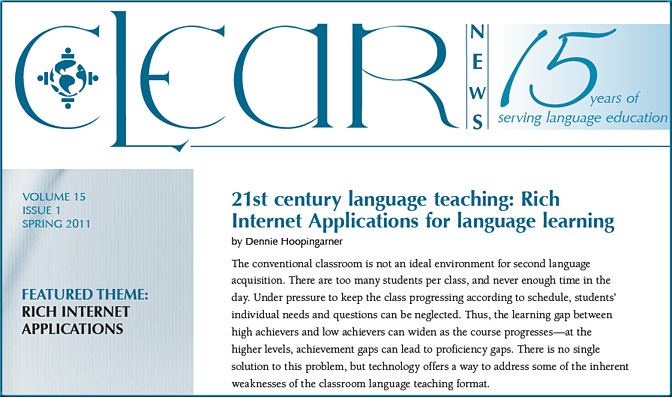 Rich Internet Applications for Language Learners -- CLEAR Spring 2011 Newsletter