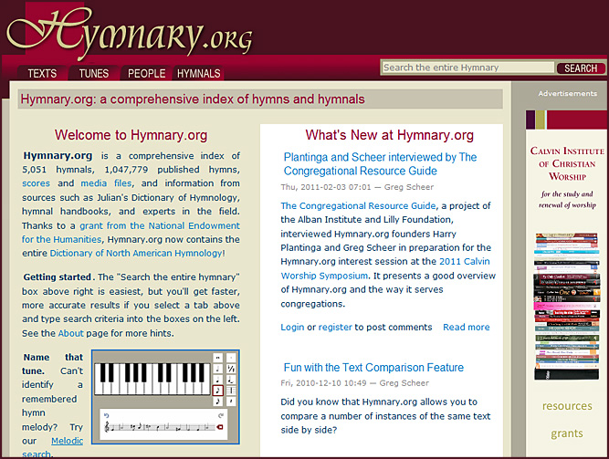 hymnary.org -- a comprehensive index of hymns and hymnals