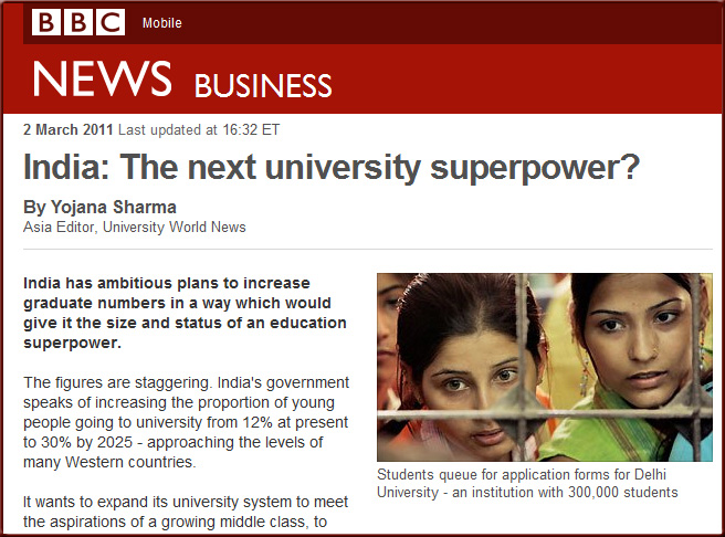 India -- The next university superpower? -- from BBC News in March 2011