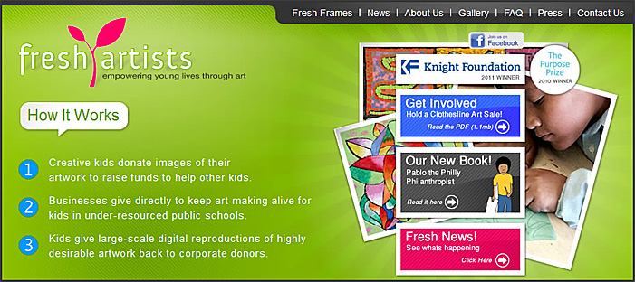 freshartists.org -- great way for kids to take part in philanthropy!