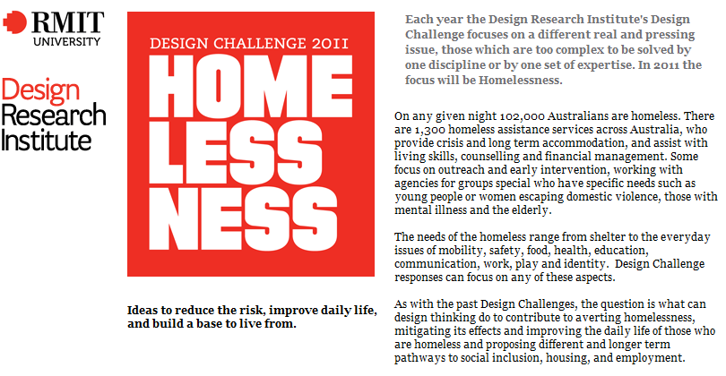 Design Challenge 2011: Homelessness