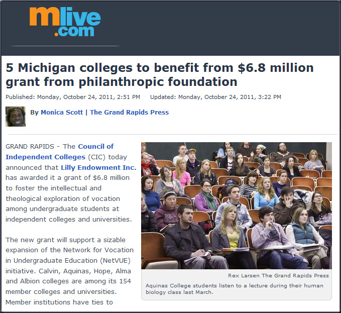 5 Michigan colleges to benefit from $6.8 million grant from philanthropic foundation -- from mlive.com by Monica Scott