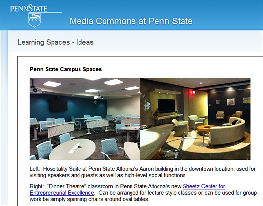 Ideas re: learning spaces -- from Media Commons at Penn State -- March 2012