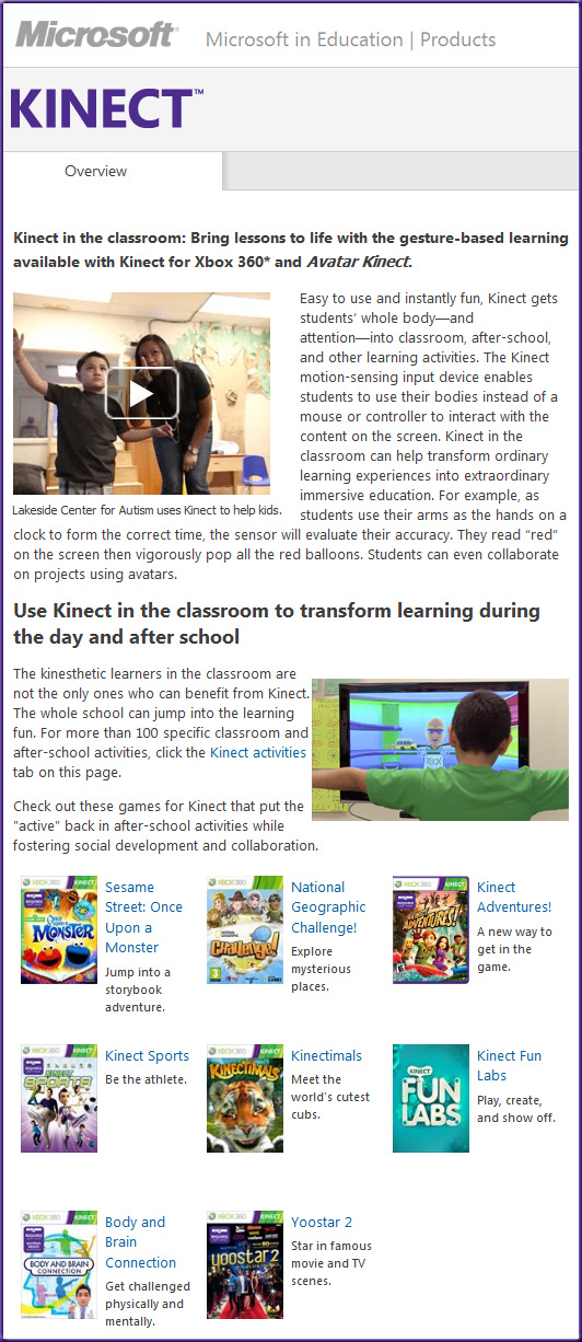 Microsoft Kinect in education