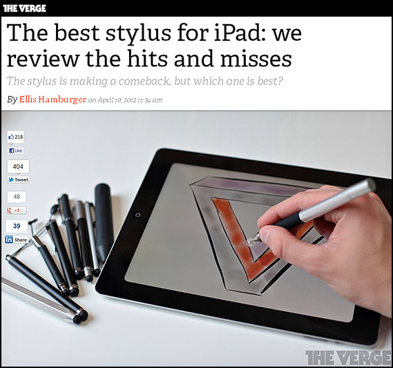 The best stylus for iPad: we review the hits and misses  The stylus is making a comeback, but which one is best?  By Ellis Hamburger on April 10, 2012