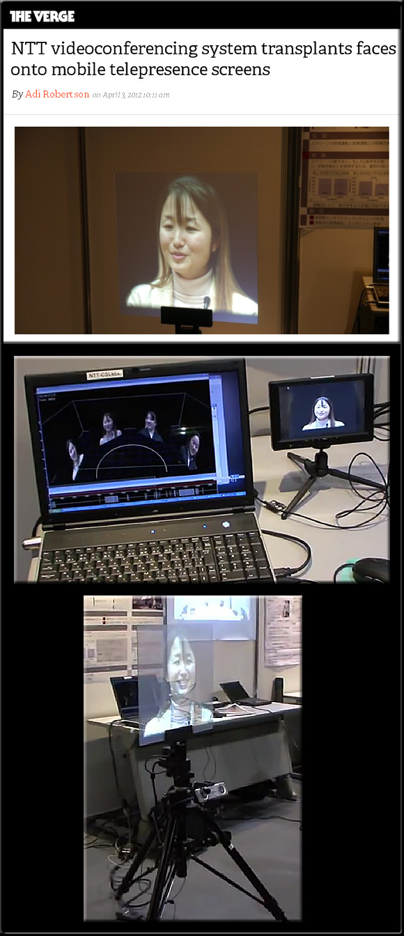 NTT videoconferencing system transplants faces onto mobile telepresence screens