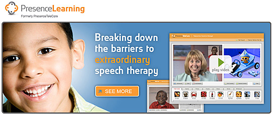 presencelearning.com -- great, new resource for online-based speech therapy