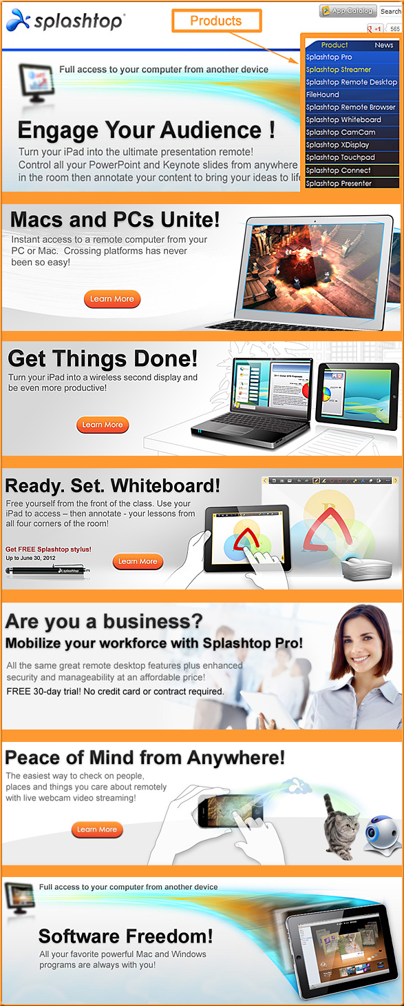 splashtop.com -- remote desktop software with high performance video and audio