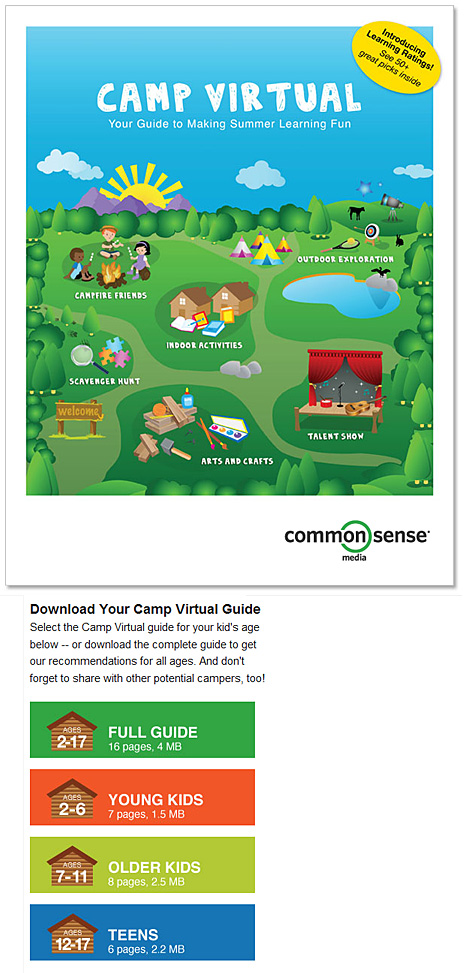 Summer Learning Guide from CommmonSenseMedia.org