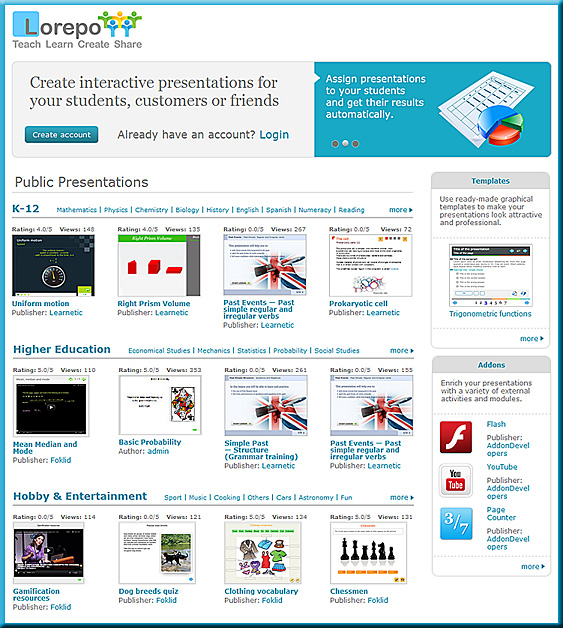 lorepo.com -- Lorepo is our key solution for everyone interested in learning, creating and sharing interactive content.