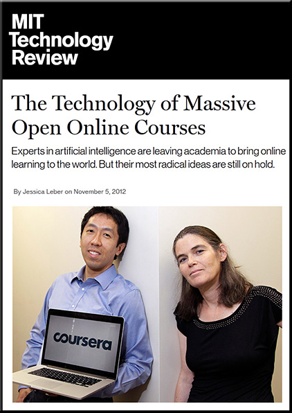 The technology of Massive Open Online Courses -- from MIT Tech Review by Leber
