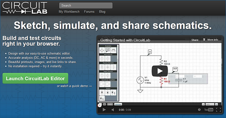 Sketch, simulate, and share schematics -- circuitlab.com