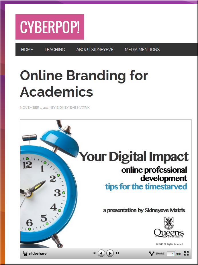 OnlineBrandingForAcademics-SidneyEveMatrix-11-1-13