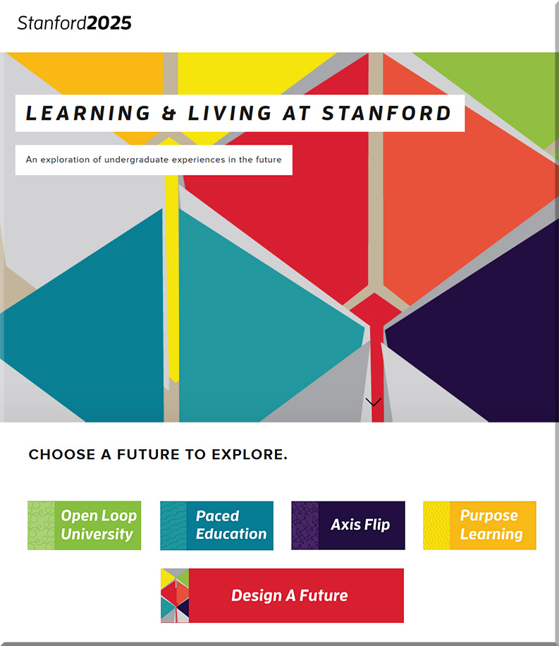 Stanford 2025, a mobile app to advise undergrads, “What if students