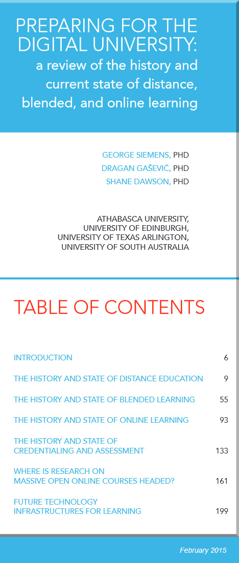 Preparing for the Digital University: A review of the history & current state of distance, blended, & online learning - Siemens, Gasevic, Dawson