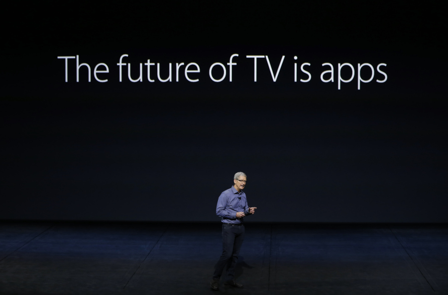 SAN FRANCISCO, CA - SEPTEMBER 9: Apple CEO Tim Cook introduces the New Apple TV during a Special Event at Bill Graham Civic Auditorium September 9, 2015 in San Francisco, California. Apple Inc. is expected to unveil latest iterations of its smart phone, forecasted to be the 6S and 6S Plus. The tech giant is also rumored to be planning to announce an update to its Apple TV set-top box. (Photo by Stephen Lam/ Getty Images)