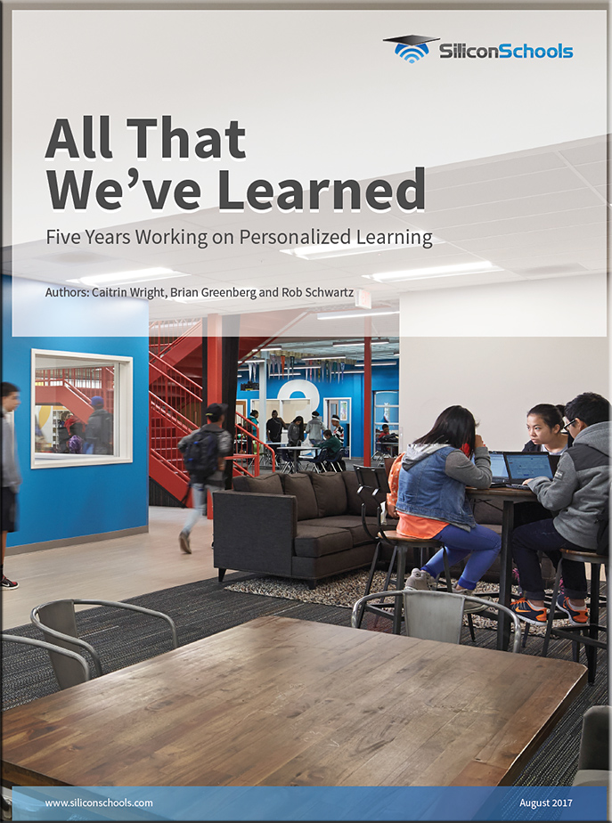 A new report from Silicon Schools: All that we've learned: 5 years working on personalized learning -- Cover of report