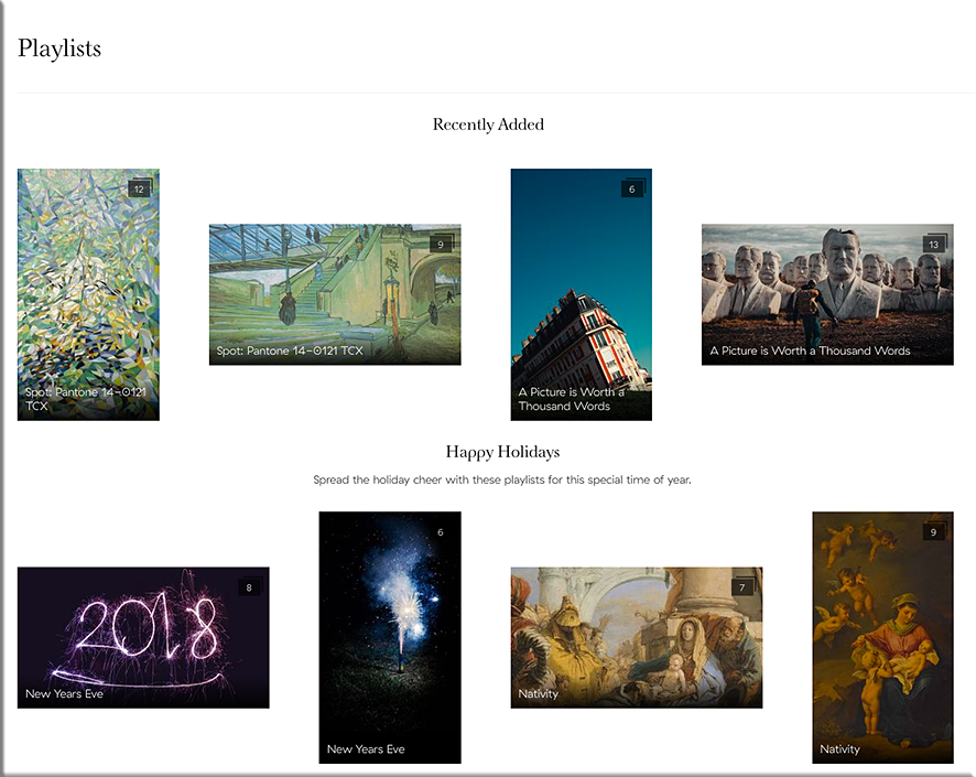 Discover new artwork with Meural -- you can browse playlists of artwork and/or add your own