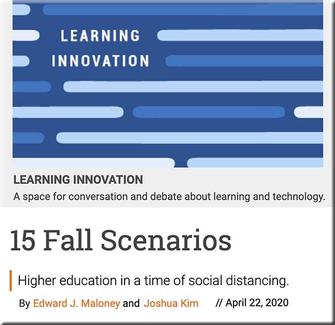 15 fall scenarios for higher education this fall (i.e., the fall of 2020)