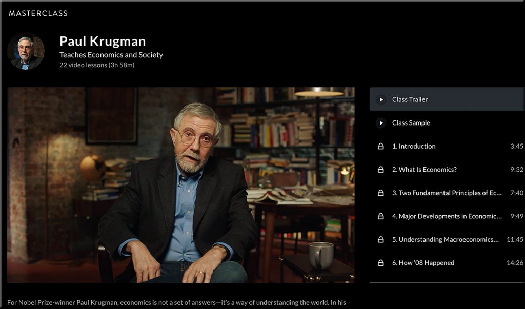 Paul Krugman, Economist, teaching on Masterclass.com