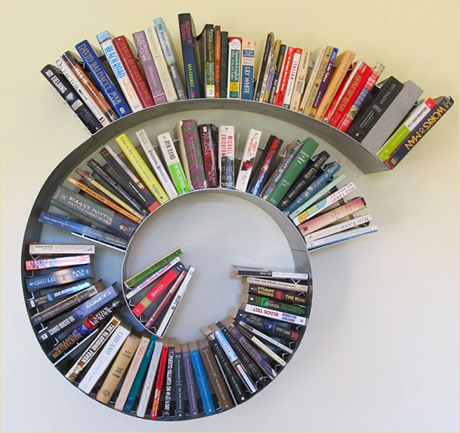 Arc, Spiral, and Curve Bookshelves -- from theawesomer.com by Brianna Kufa