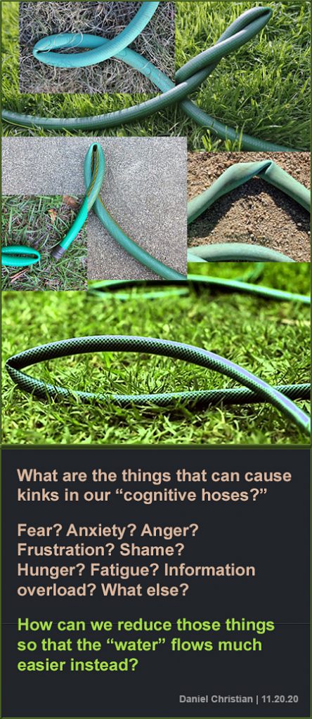 What's causing the kinks in the cognitive hoses out there? How can we remove them? -- Daniel Christian