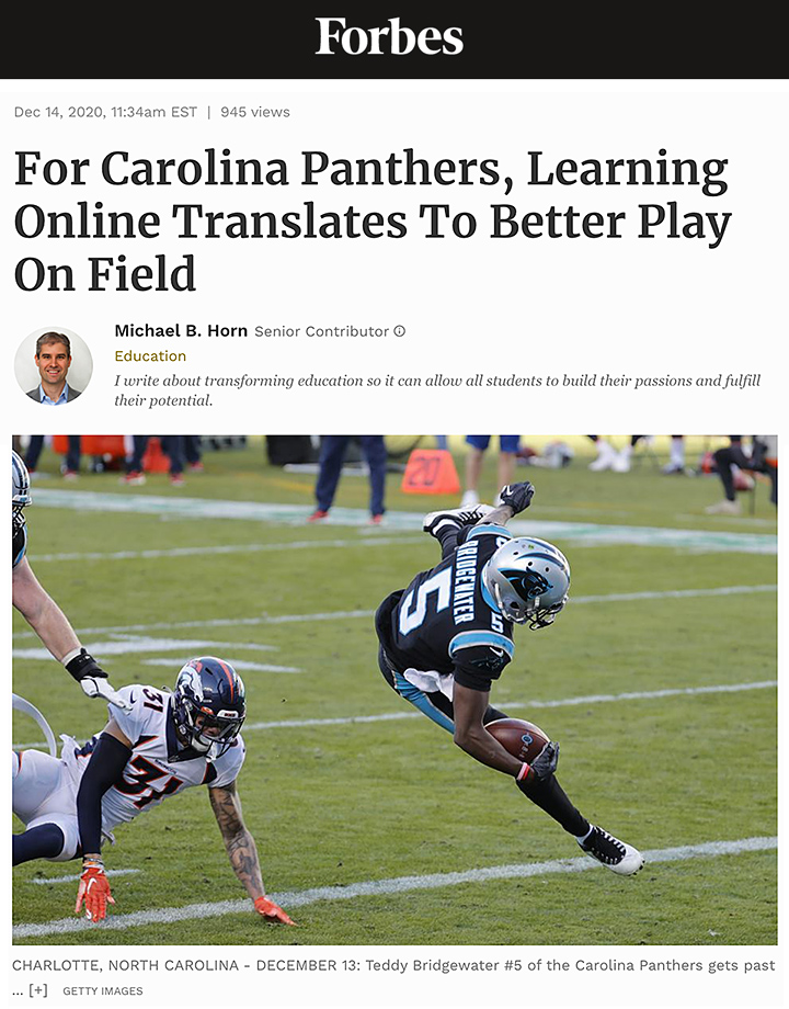 For Carolina Panthers, Learning Online Translates To Better Play On Field