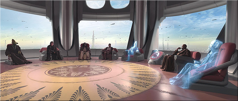 A picture of the Jedi Council from Star Wars