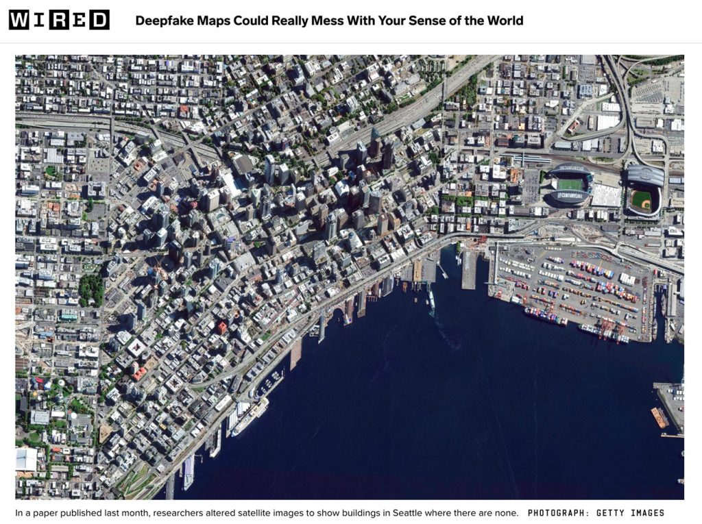 In a paper published last month, researchers altered satellite images to show buildings in Seattle where there are none.