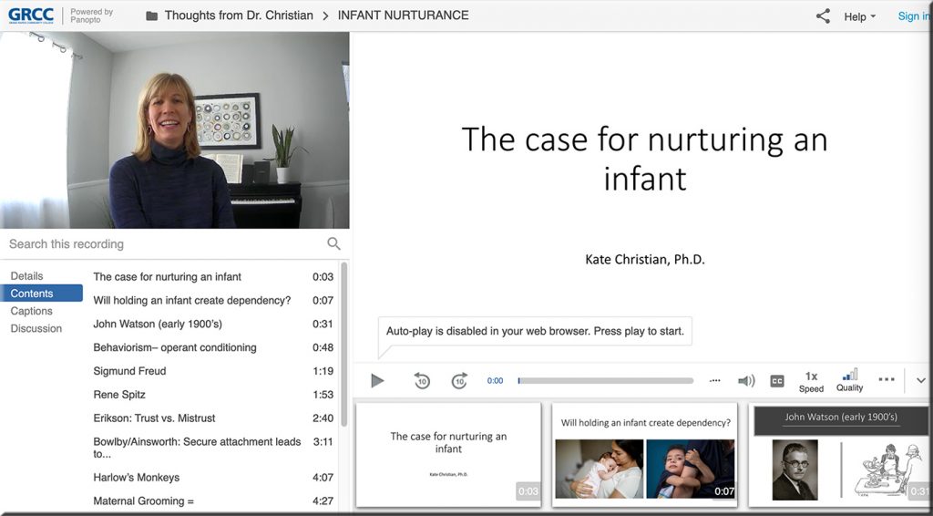 The case for nurturing an infant -- a recording by Dr. Kate Christian