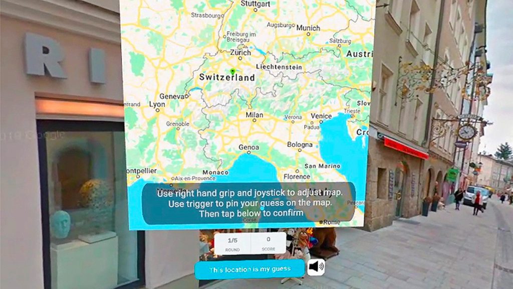This is a snapshot from the Geo Guesser VR game