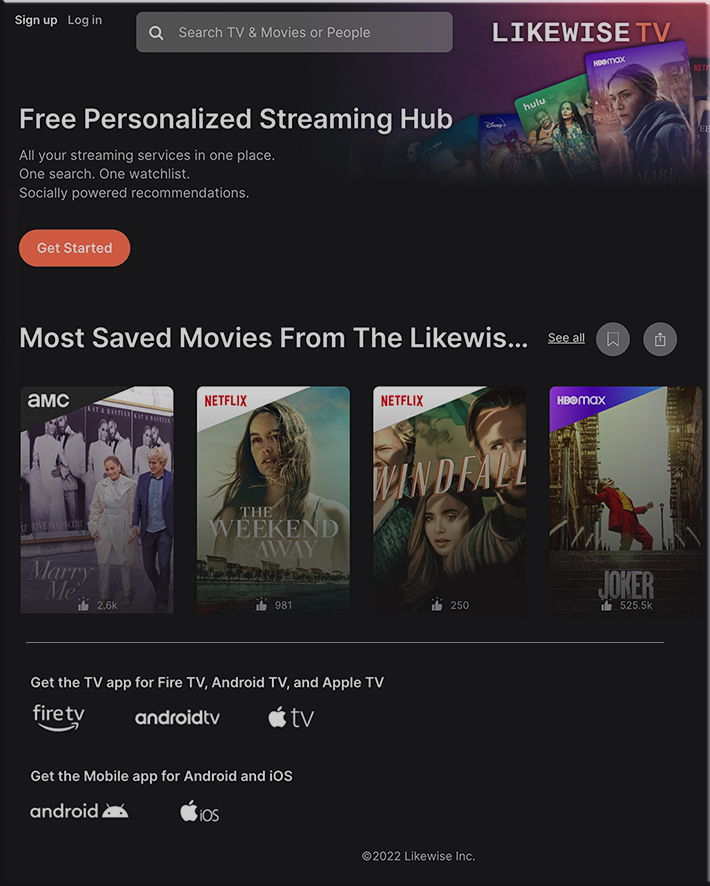 Likewise TV -- All your streaming services in one place. One search. One watchlist. Socially powered recommendations.