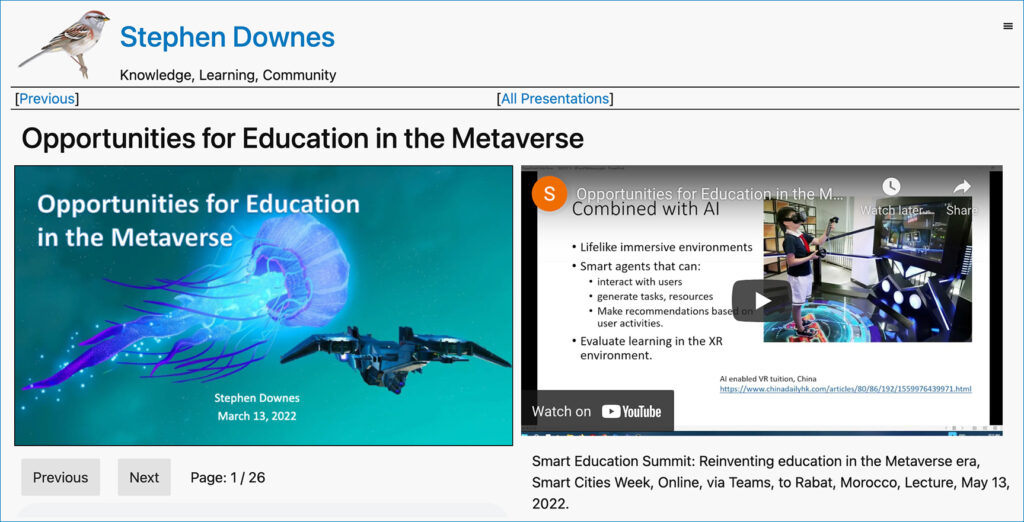 Opportunities for Education in the Metaverse -- from downes.ca by Stephen Downes