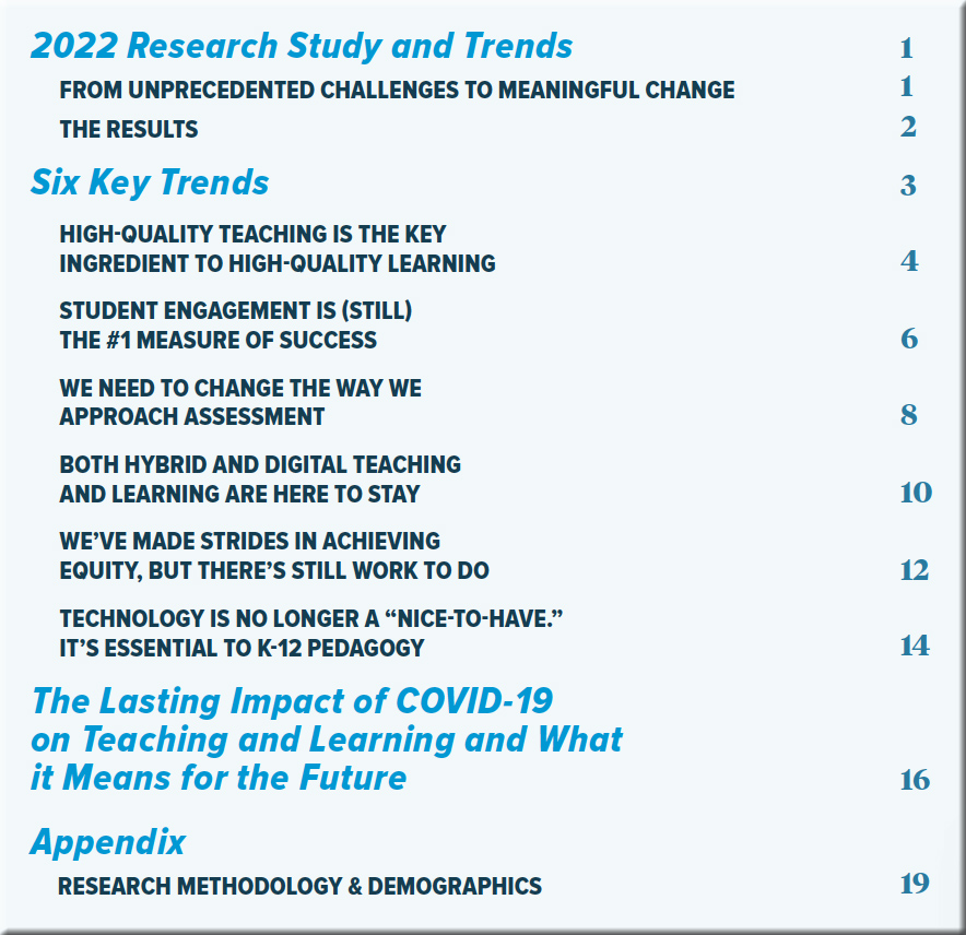 TOC for the state of teaching and learning in K12