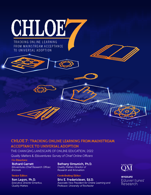 The seventh installment of the Changing Landscape of Online Education (CHLOE) report, produced by Quality MattersTM and Eduventures®, offers an overview of the current state of online learning in higher education as well as insights into its future development.